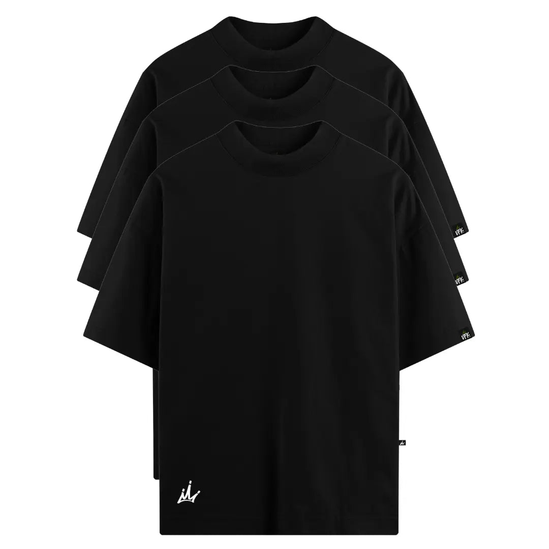 Kit com 3 Camisetas VFK Oversized Preto