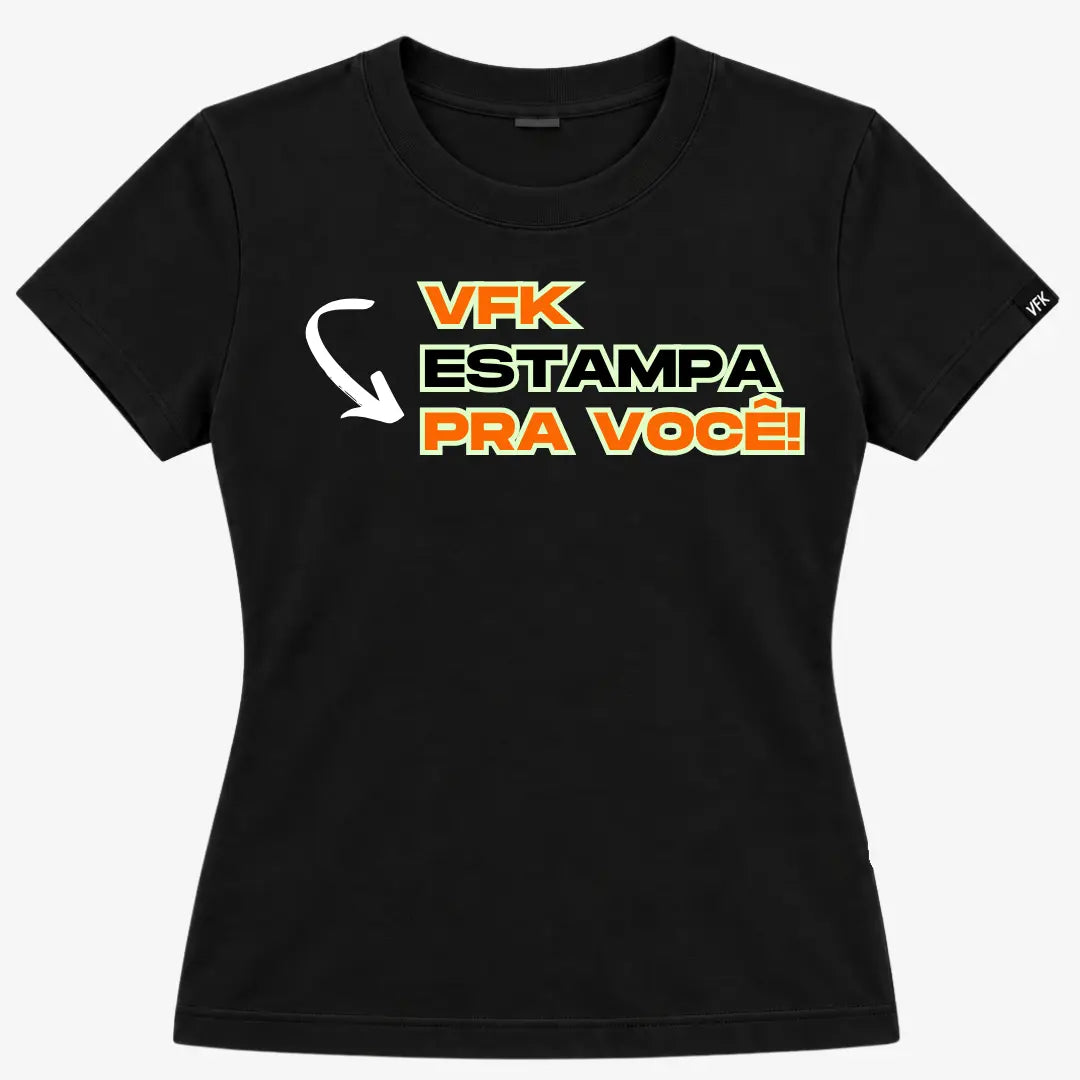 Camiseta Baby Look Feminina Personalizada Preta