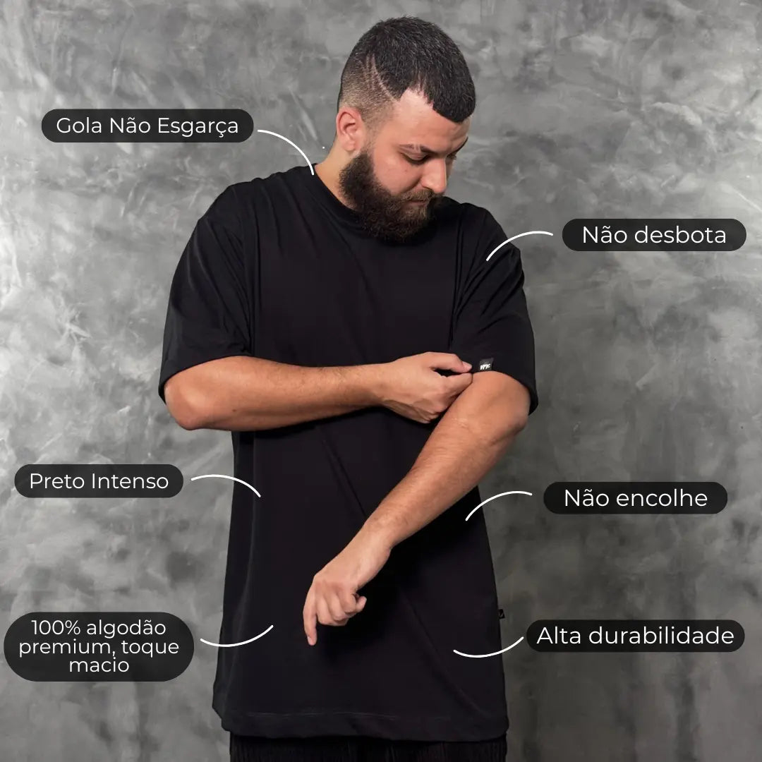 Kit com 3 Camisetas VFK Oversized Preto
