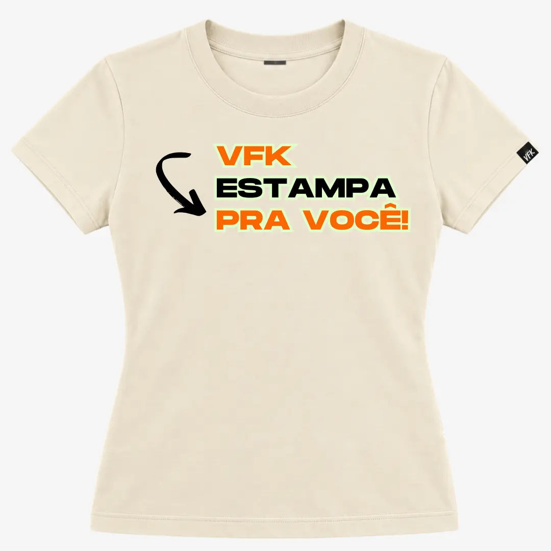 Camiseta Baby Look Feminina Personalizada Off White