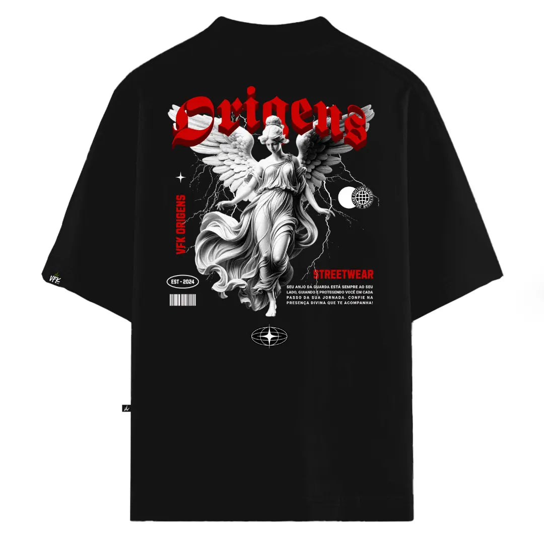 Confira a Camiseta Oversized Anjo da Guarda Preto