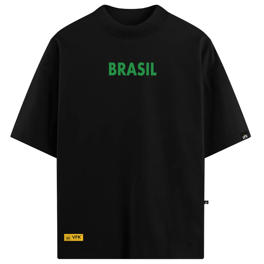 Camiseta Oversized VFK Tropical Brasil Preta