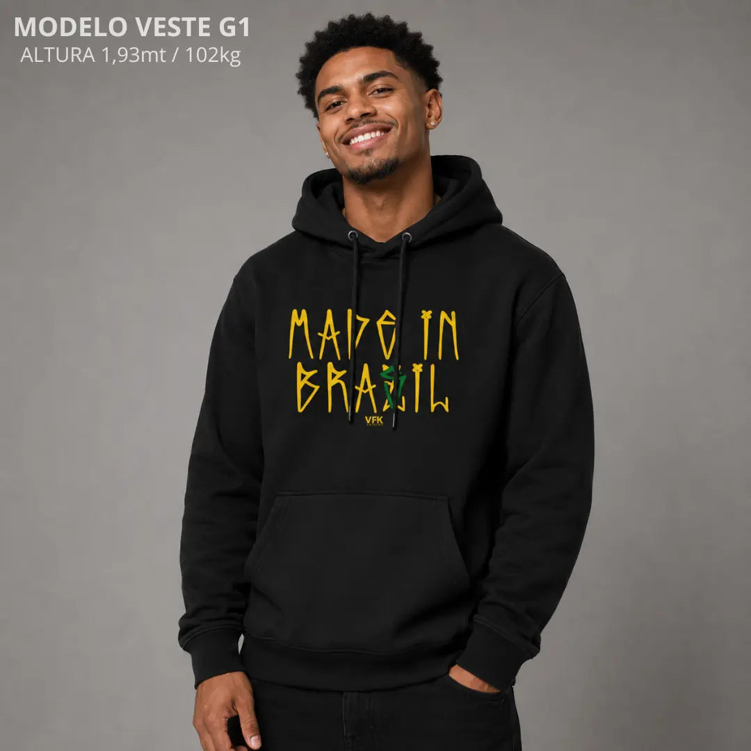 Moletom Canguru Com Capuz Preto VFK Origens