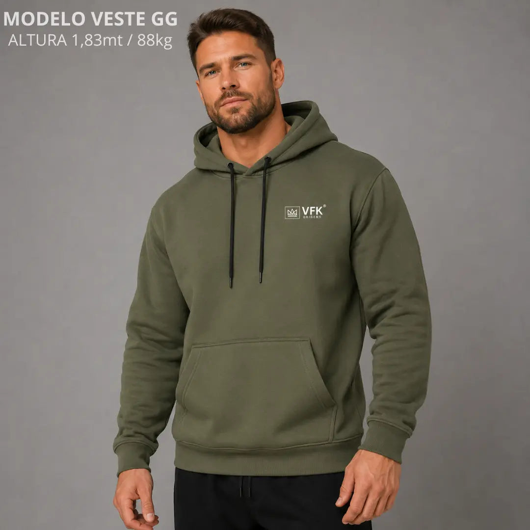 Moletom Canguru Com Capuz Verde VFK Origens