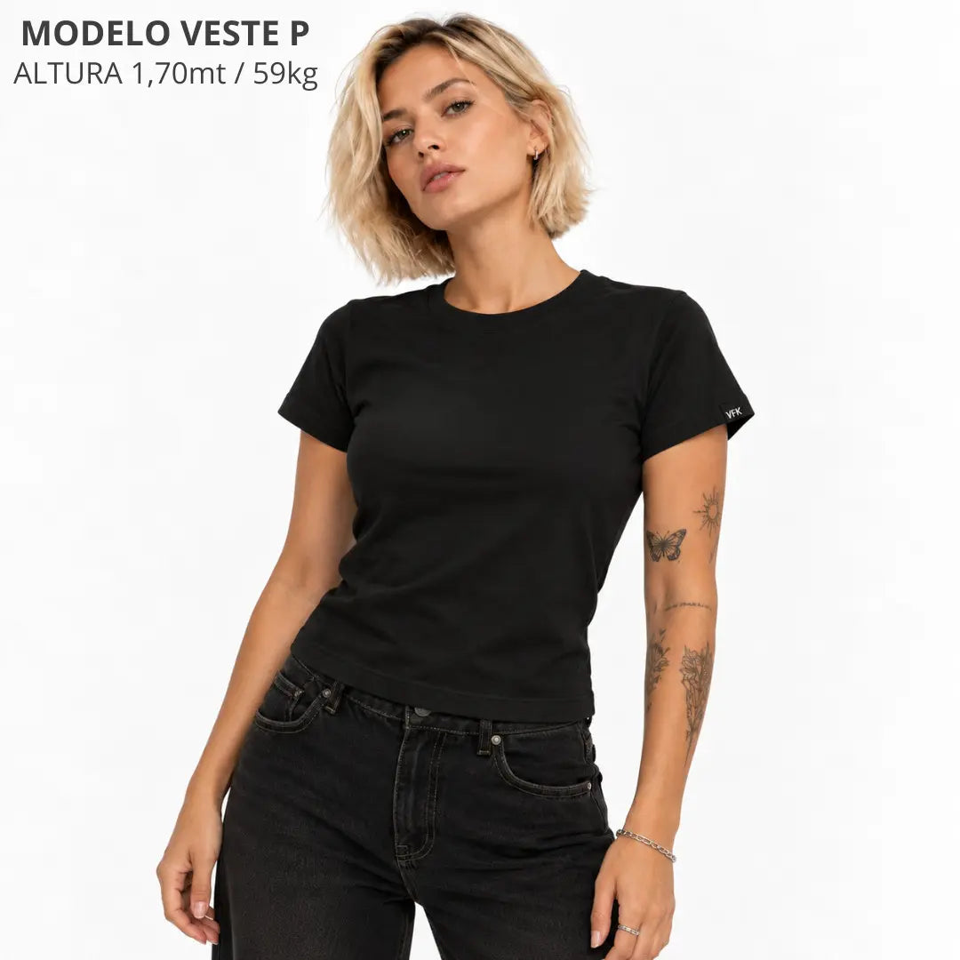 Baby Look Feminina Lisa Preto