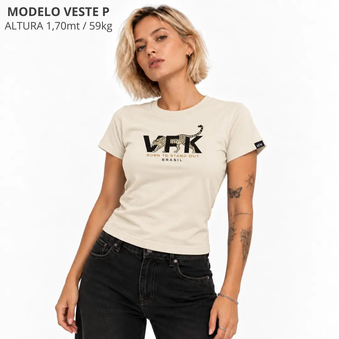 Baby Look Feminina VFK Feline Off White