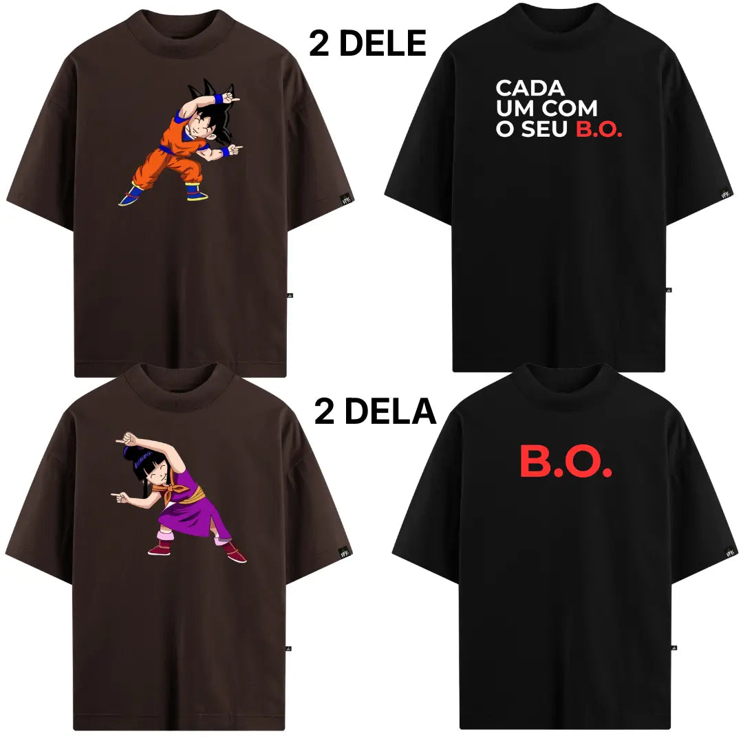 Kit Duo VFK — 4 Camisetas Oversized Ele & Ela