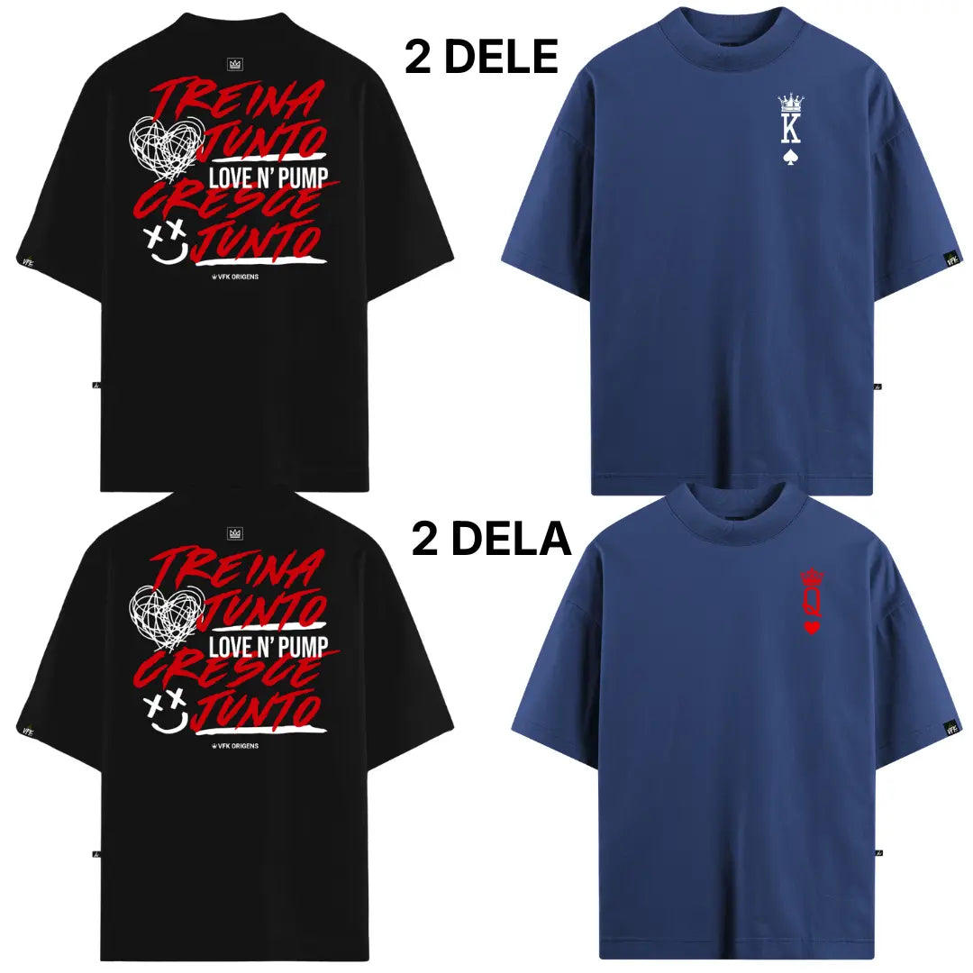 Kit Duo VFK — 4 Camisetas Oversized Ele & Ela