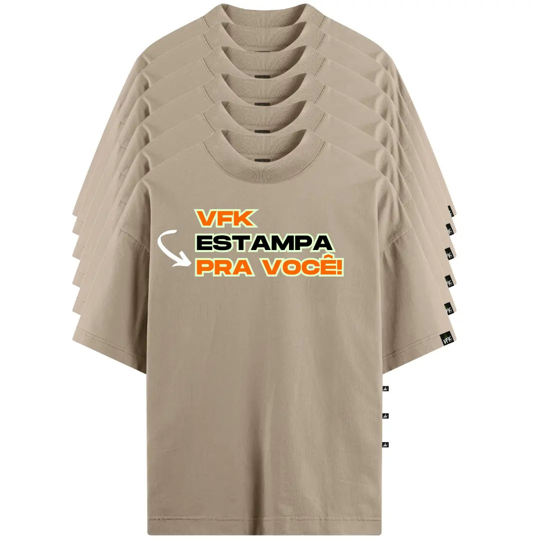 kit de 6 Camisetas Oversized Personalizadas Beges