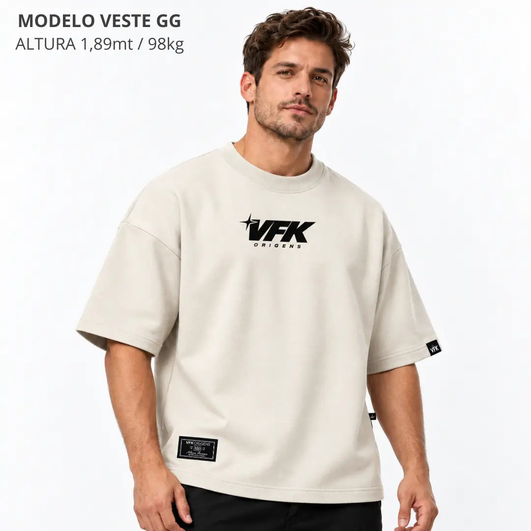 Camiseta Oversized VFK Heavy Signature Off White