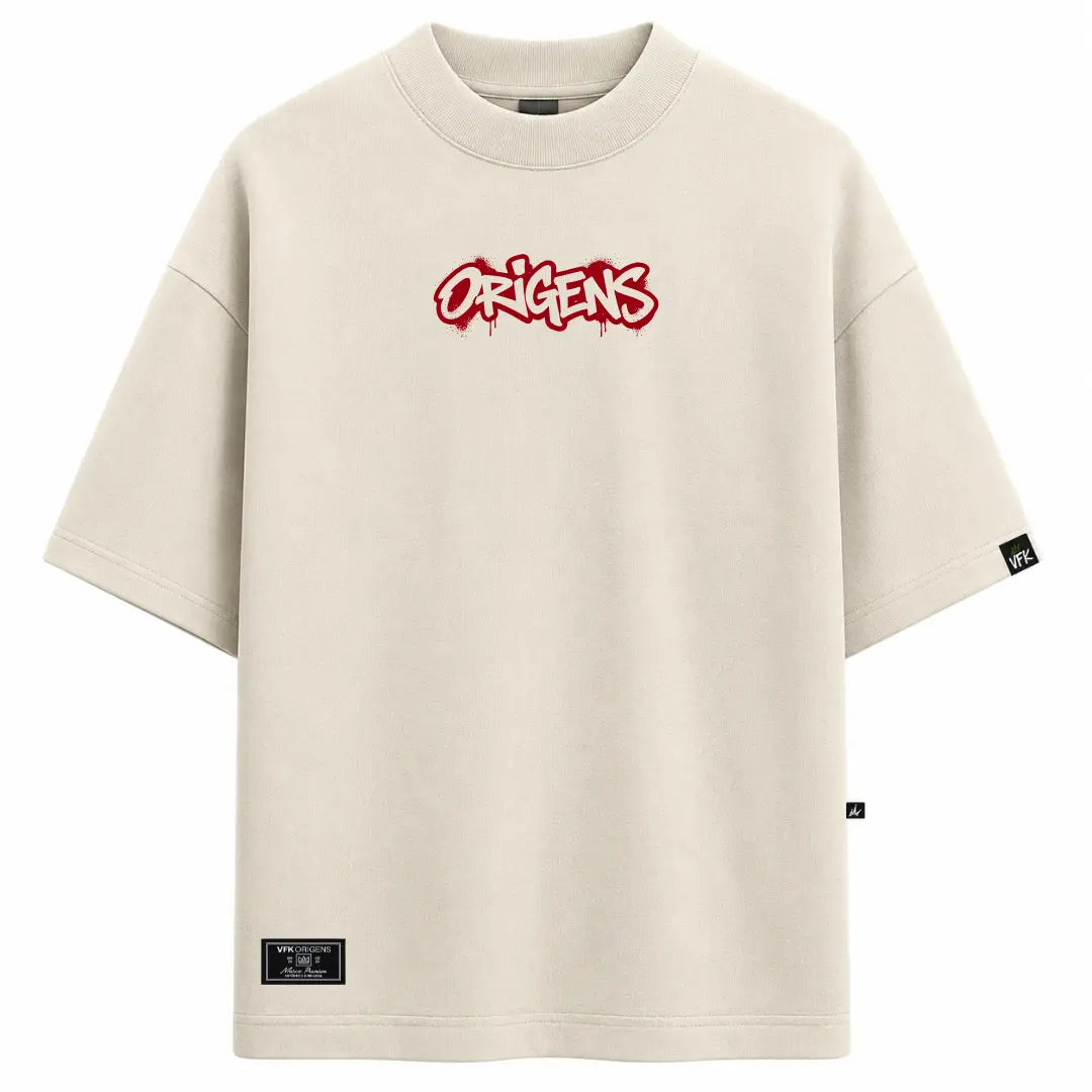 Camiseta Oversized VFK Heavy Red Tag Off White