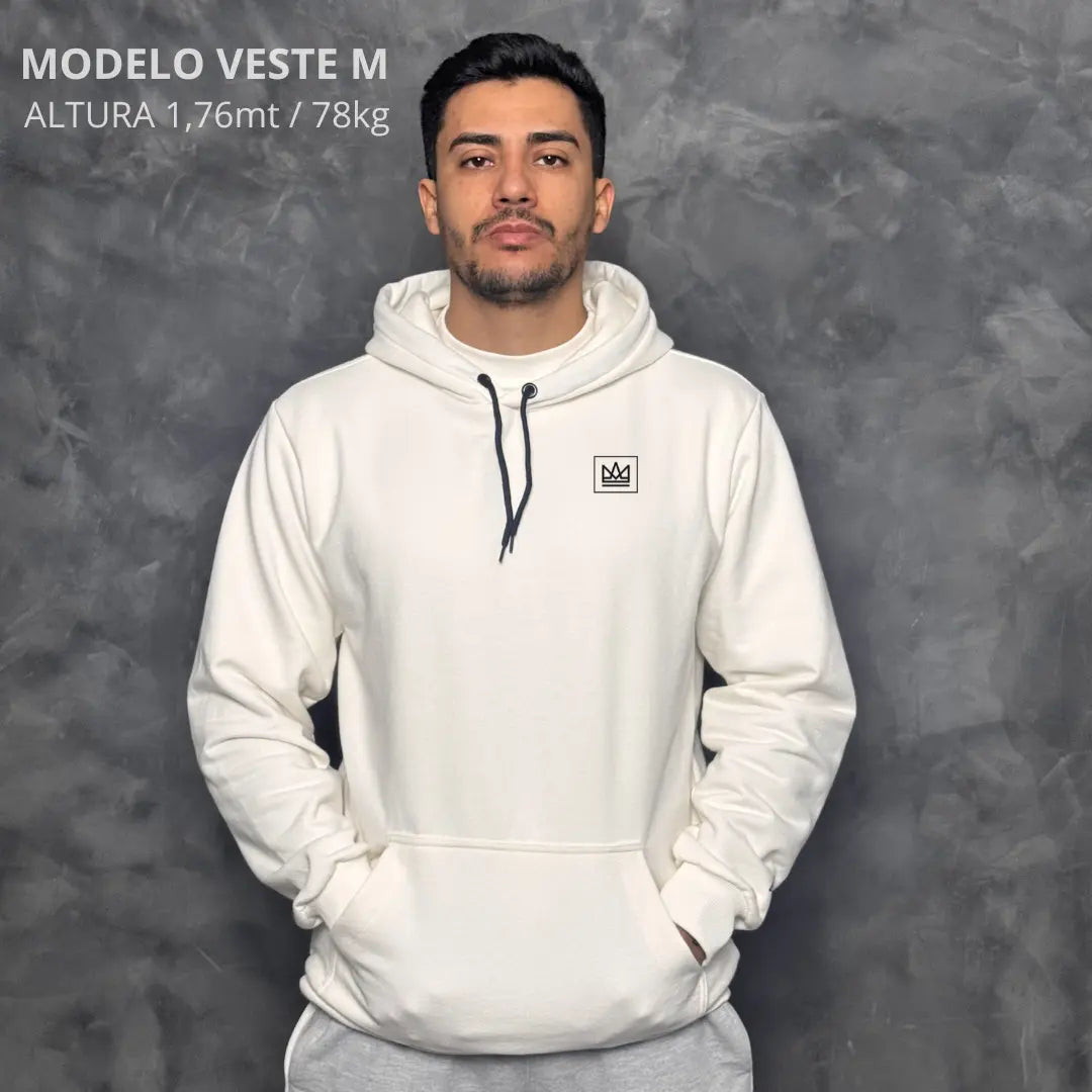 Moletom Confort King Canguru com Capuz Off White