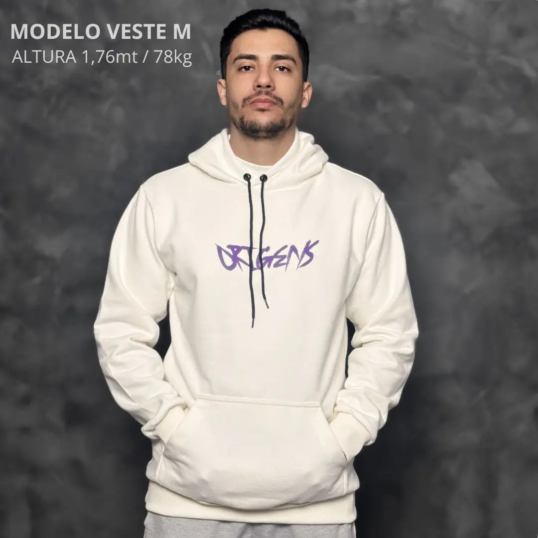 Moletom Confort Origens Canguru com Capuz Off White