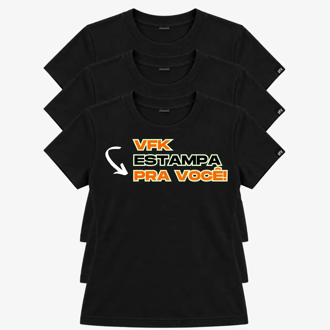 Kit Com 3 Camisetas Baby Look Femininas Personalizadas