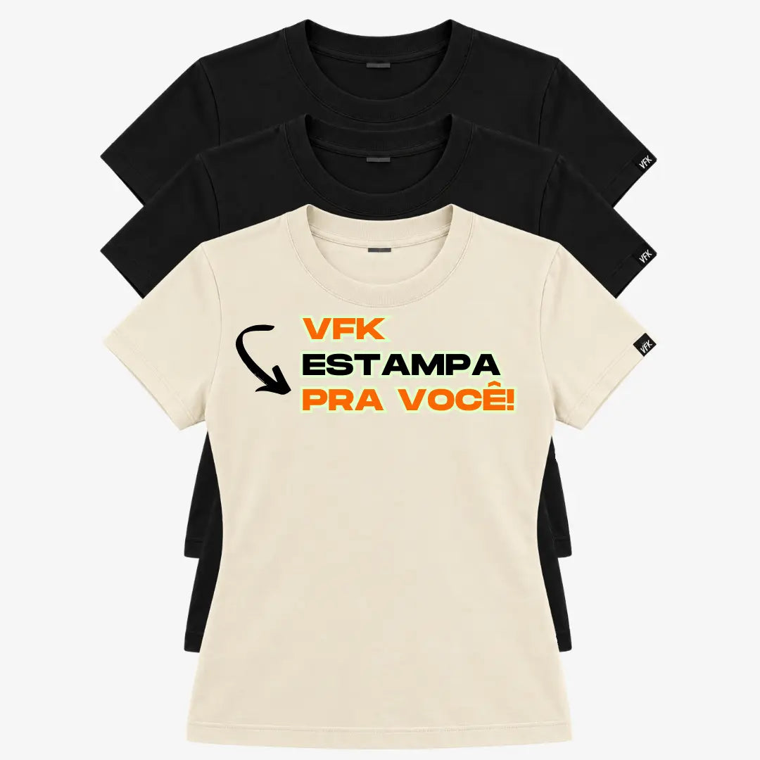 Kit Com 3 Camisetas Baby Look Femininas Personalizadas