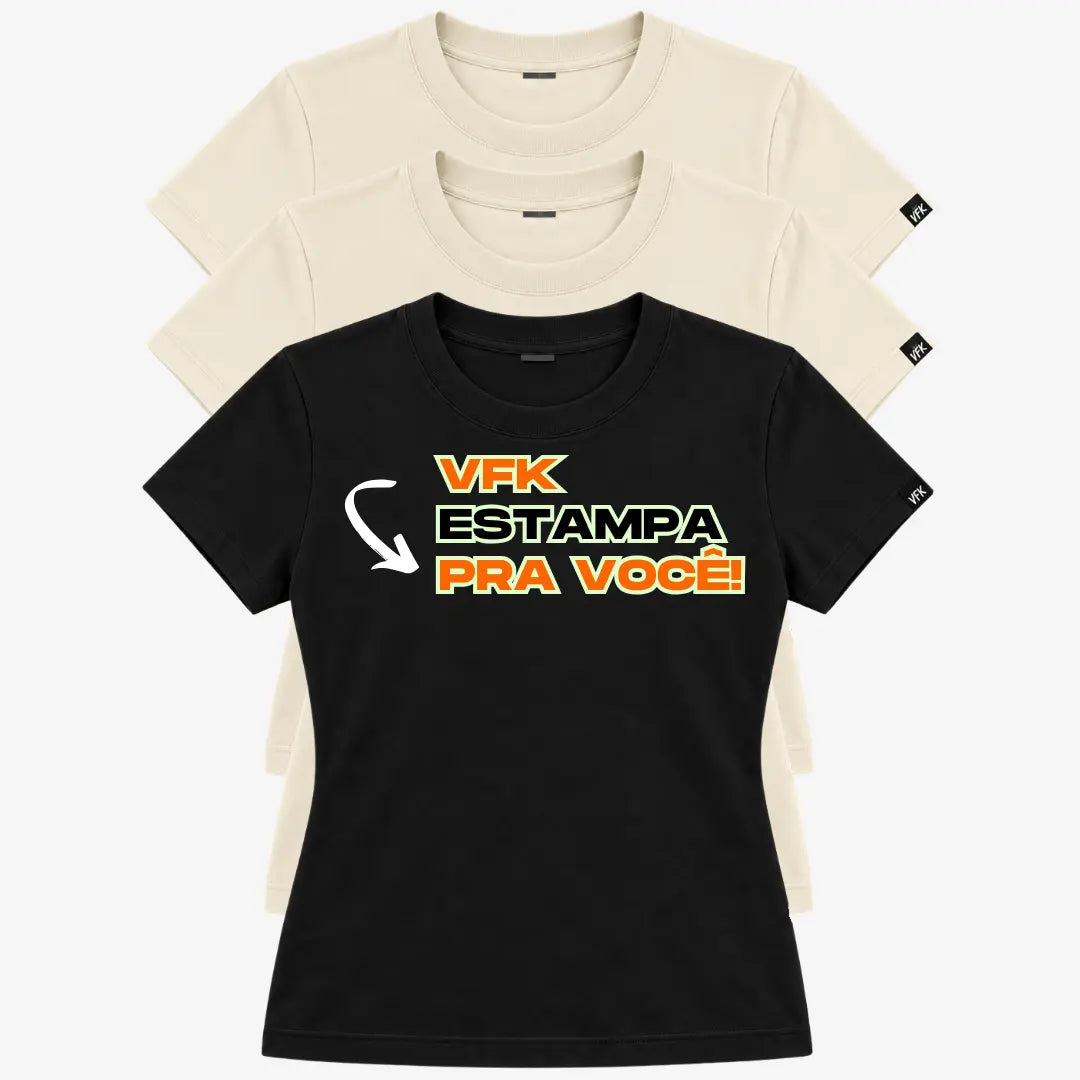 Kit Com 3 Camisetas Baby Look Femininas Personalizadas