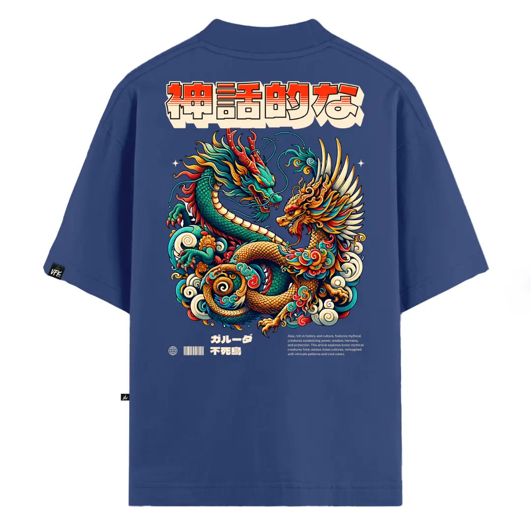 Camiseta Oversized Mythic Dragon Azul