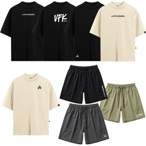 Kit Imortal 5 Camisetas Oversized VFK + 3 Shorts Performance
