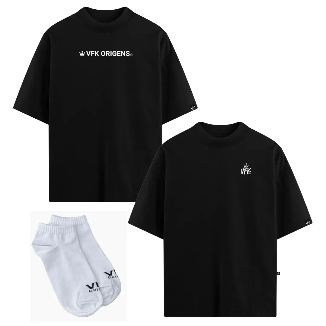 Kit Origem  2 Camisetas Oversized VFK + 1 Par de Meias