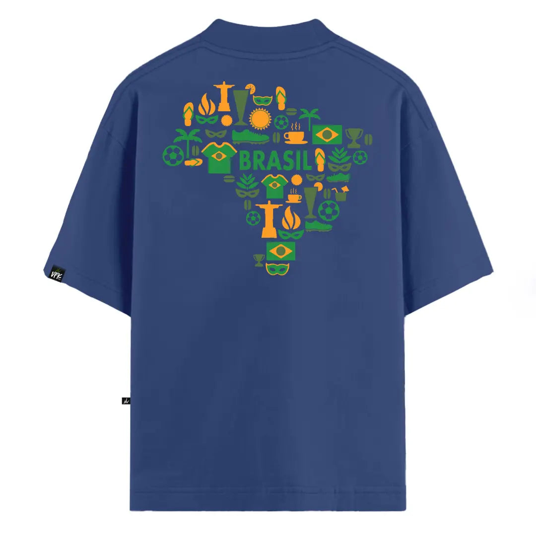 Camiseta Oversized VFK Tropical Brasil Azul