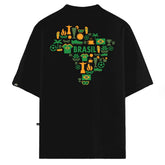 Camiseta Oversized VFK Tropical Brasil Preta