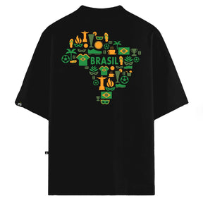 Camiseta Oversized VFK Tropical Brasil Preta
