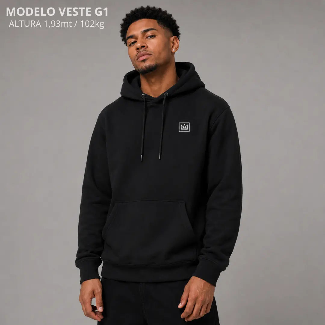 Moletom Canguru Com Capuz Preto VFK Origens