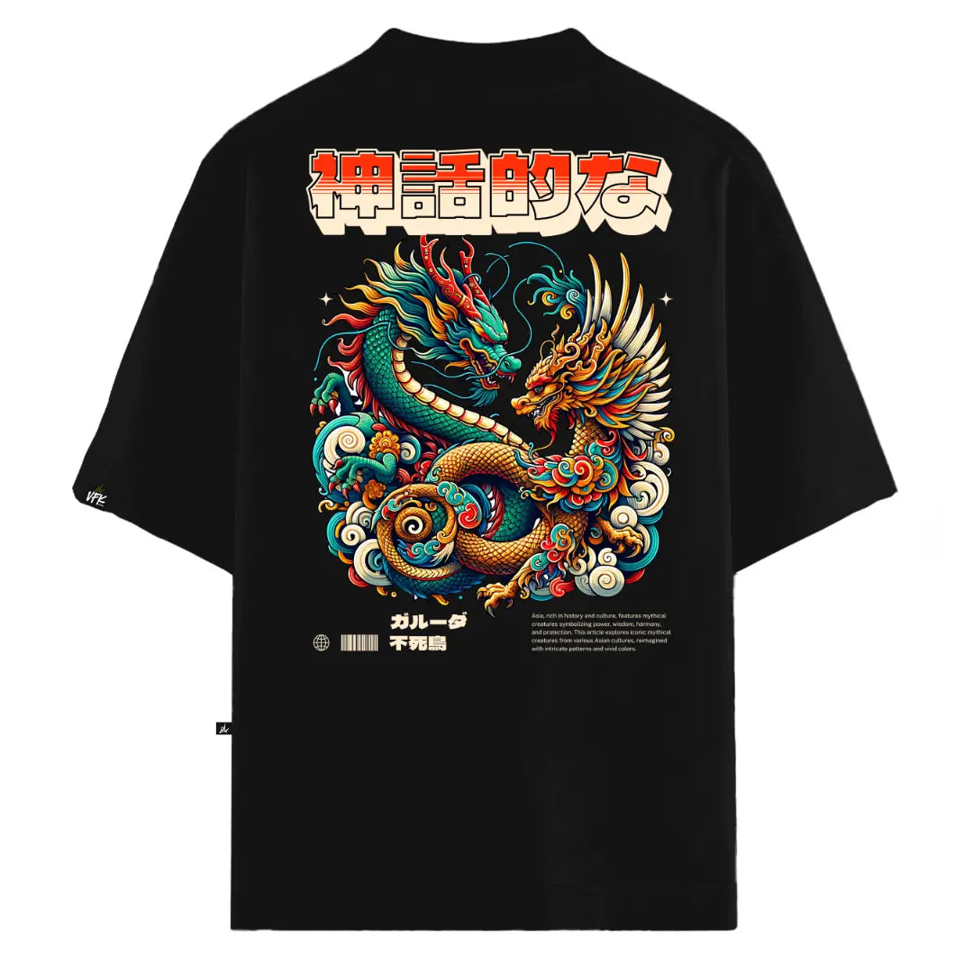 Camiseta Oversized Mythic Dragon Preto
