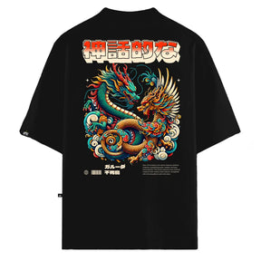 Camiseta Oversized Mythic Dragon Preto