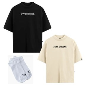 Kit Origem  2 Camisetas Oversized VFK + 1 Par de Meias