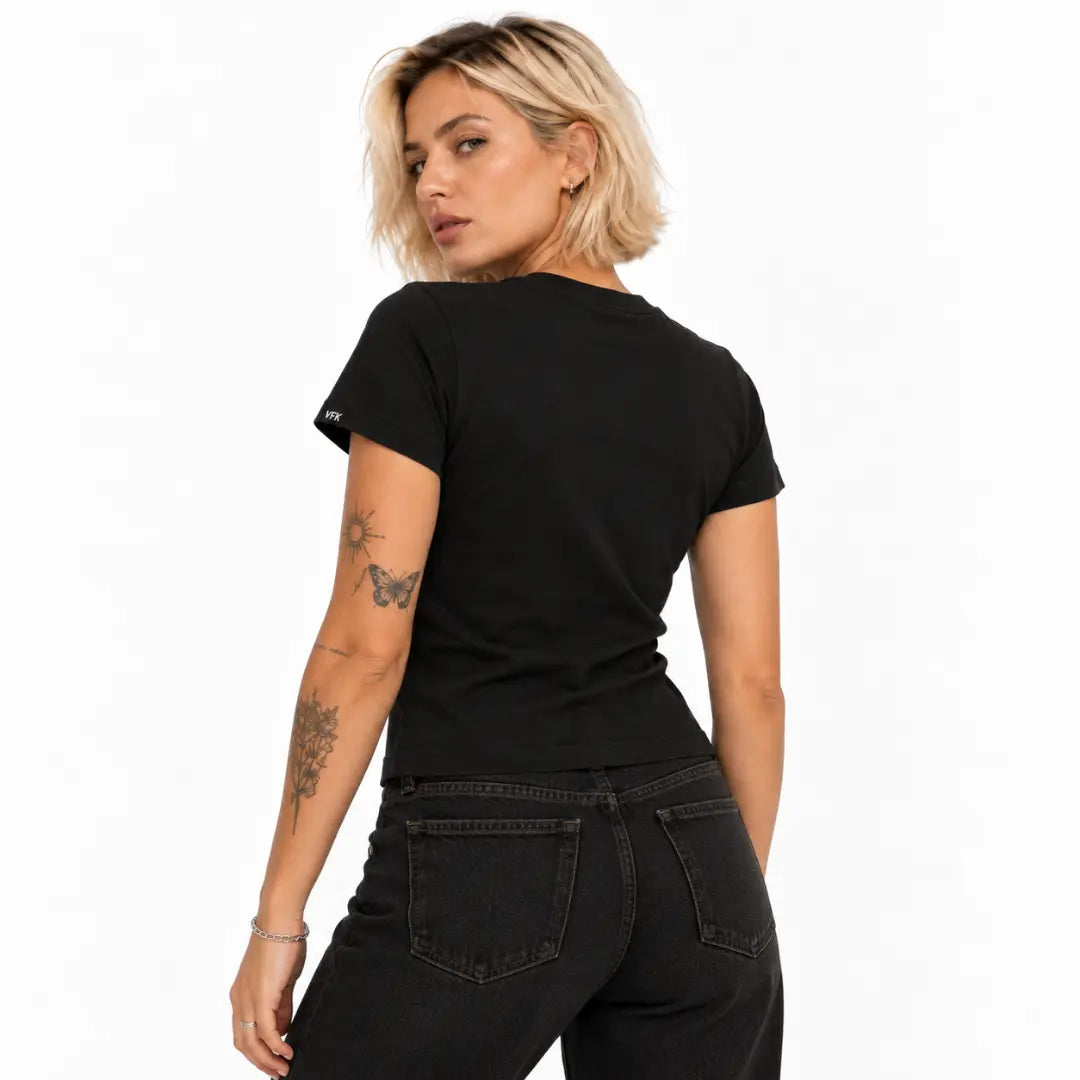 Baby Look Feminina Lisa Preto