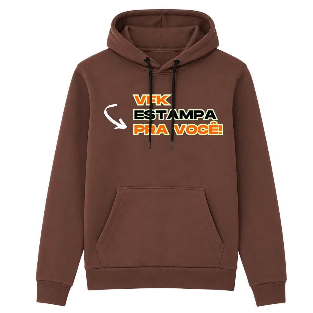 Moletom Confort Canguru Com Capuz Personalizado Marrom