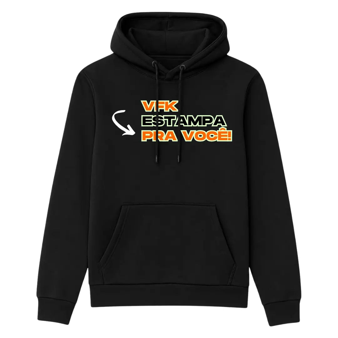 Moletom Confort Canguru Com Capuz Personalizado Preto