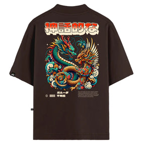 Camiseta Oversized Mythic Dragon Marrom