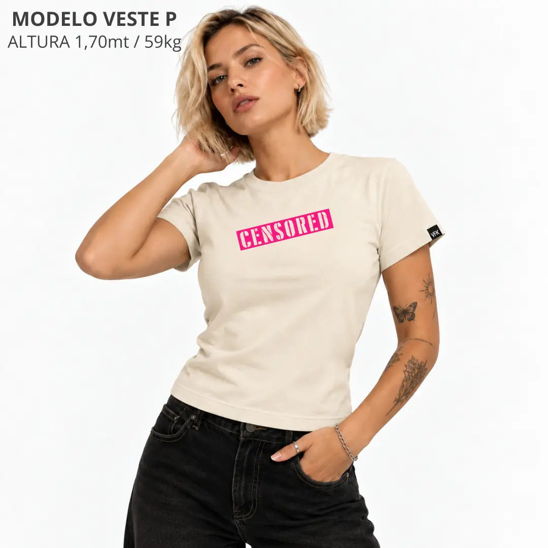 Baby Look Feminina Censored Off White