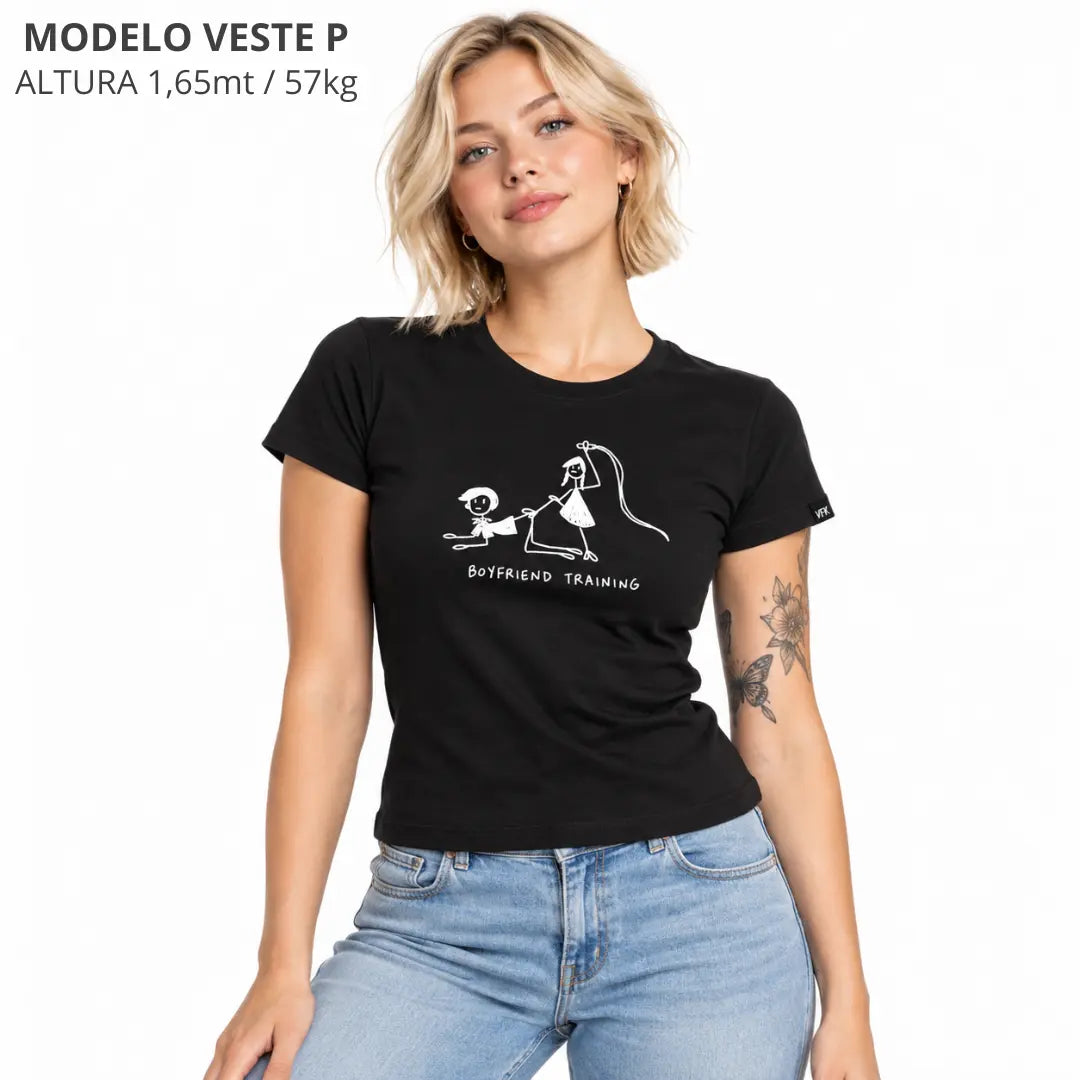 Baby Look Feminina Boyfriend Training Preta