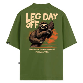 Camiseta Oversized Leg Day Off Verde