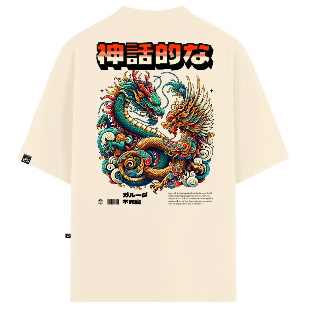 Camiseta Oversized Mythic Dragon Off-White