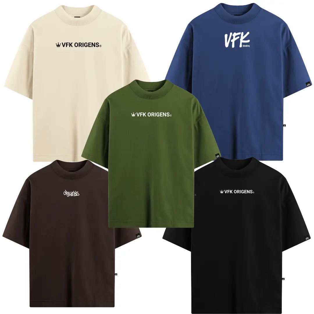Kit 5 Camisetas Oversized VFK — Presente Pra Ele