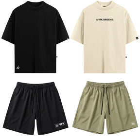 Kit Movimento  2 Camisetas Oversized VFK + 2 Shorts Performance