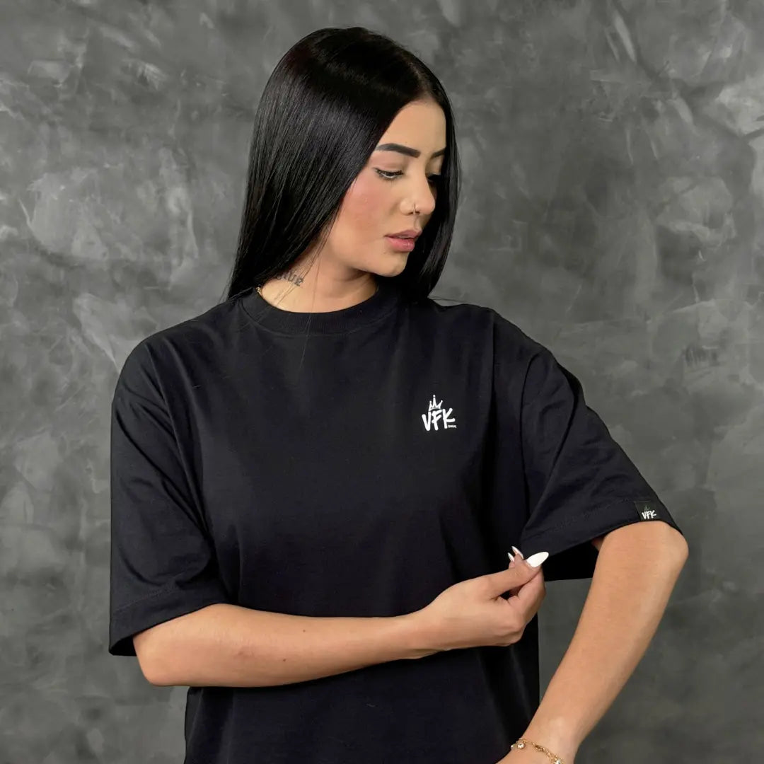 Camiseta Oversized Simple Preto REF. VFK106