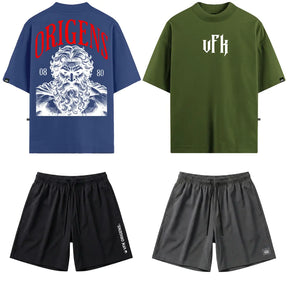 Kit Movimento  2 Camisetas Oversized VFK + 2 Shorts Performance
