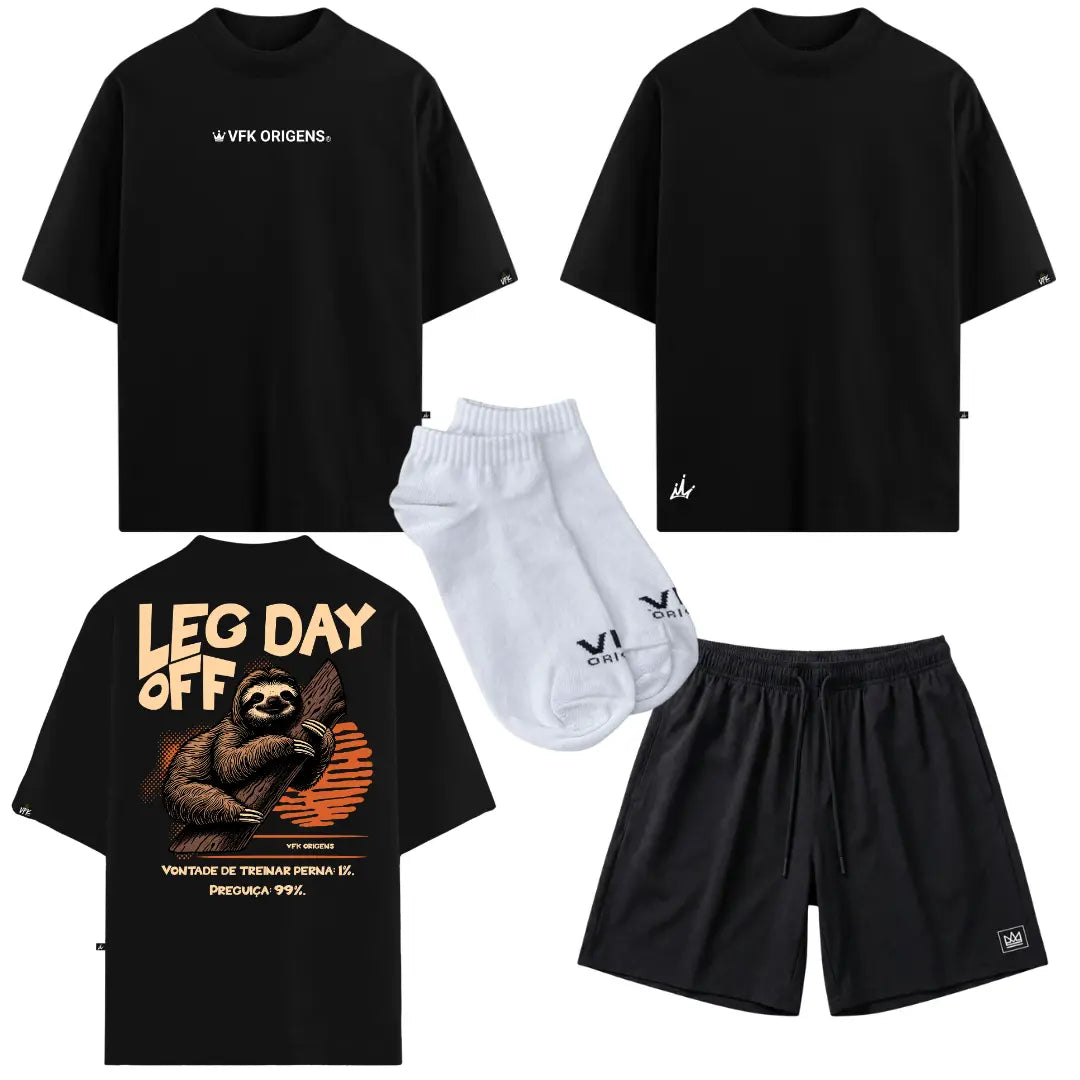 Kit Jornada 3 Camisetas Oversized VFK + 1 Shorts Performance + 1 Meia
