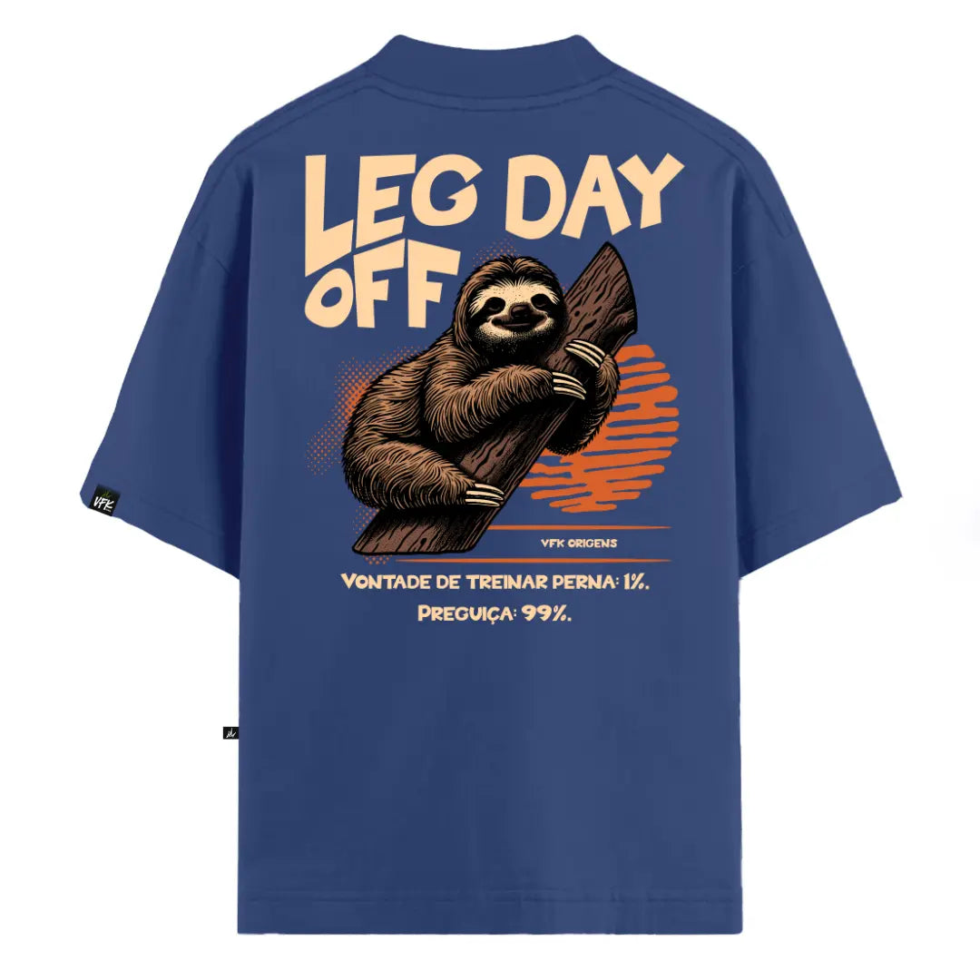 Camiseta Oversized Leg Day Off Azul