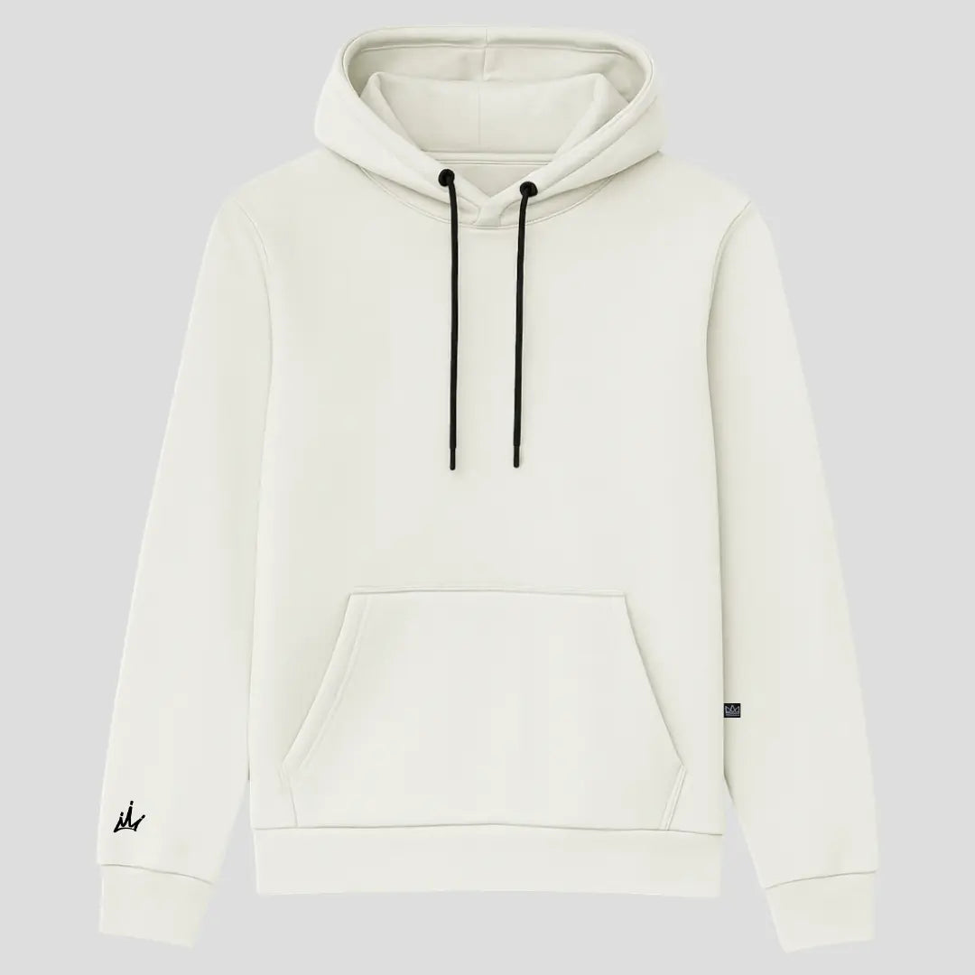 Moletom Confort Minimal Canguru com Capuz Off White