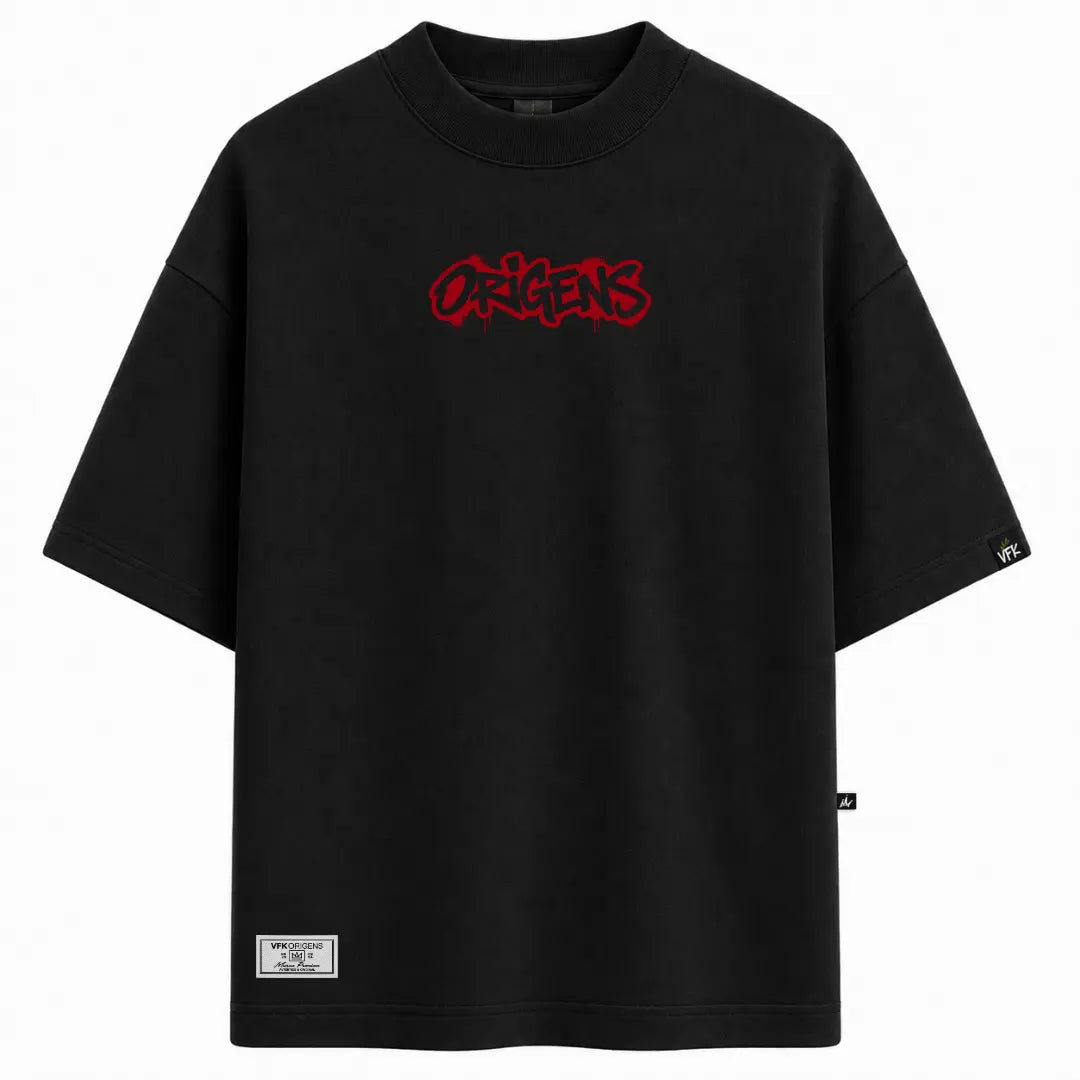 Camiseta Oversized VFK Heavy Red Tag Preta