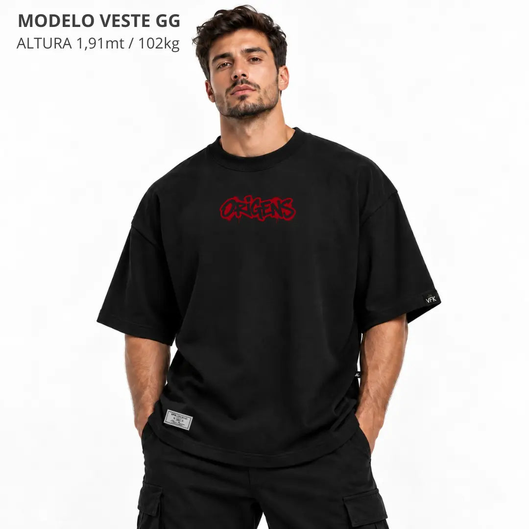Camiseta Oversized VFK Heavy Red Tag Preta