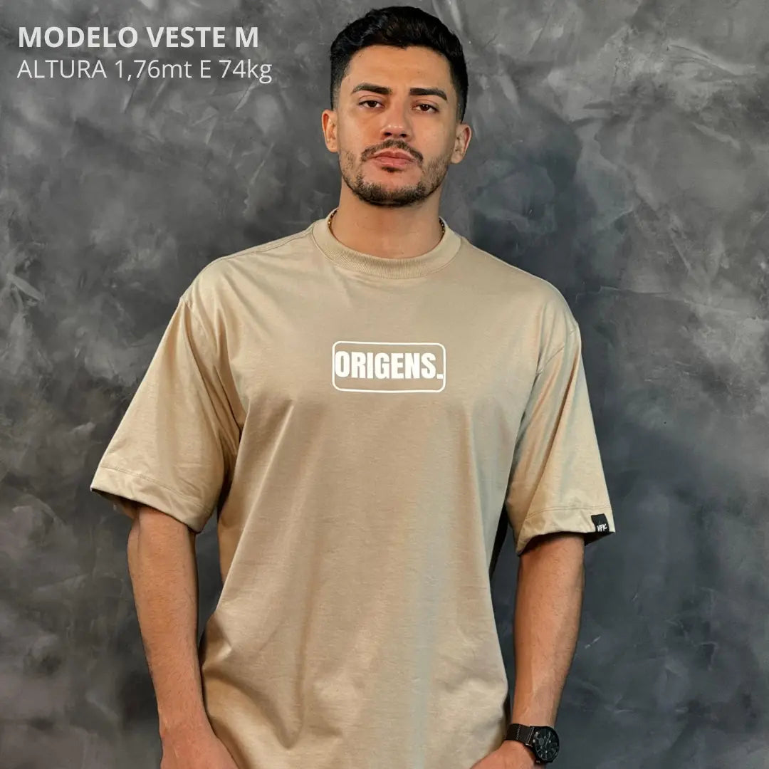 Camiseta Oversized Origens Bege REF. VFK122