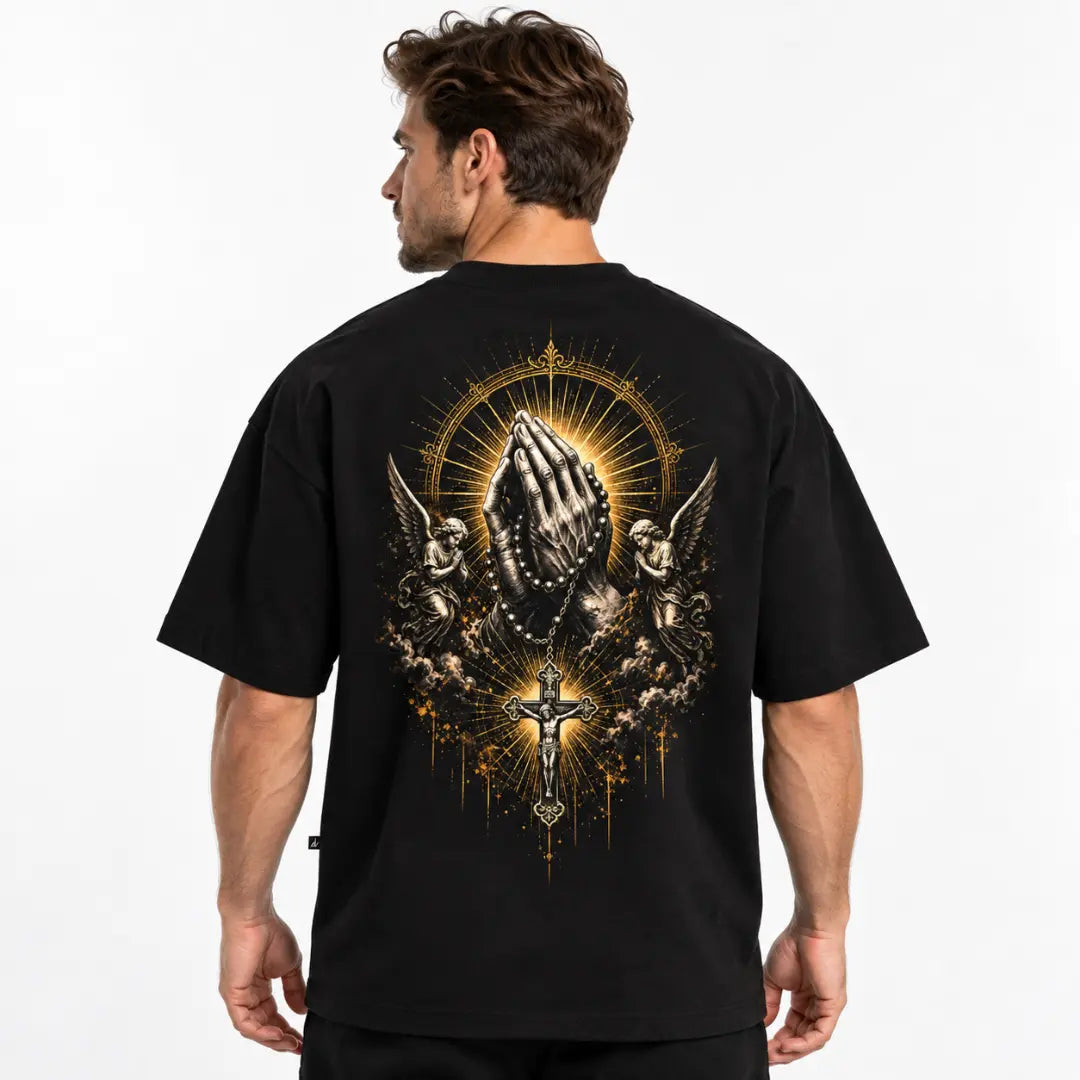 Camiseta Oversized  Fé Eterna Preta