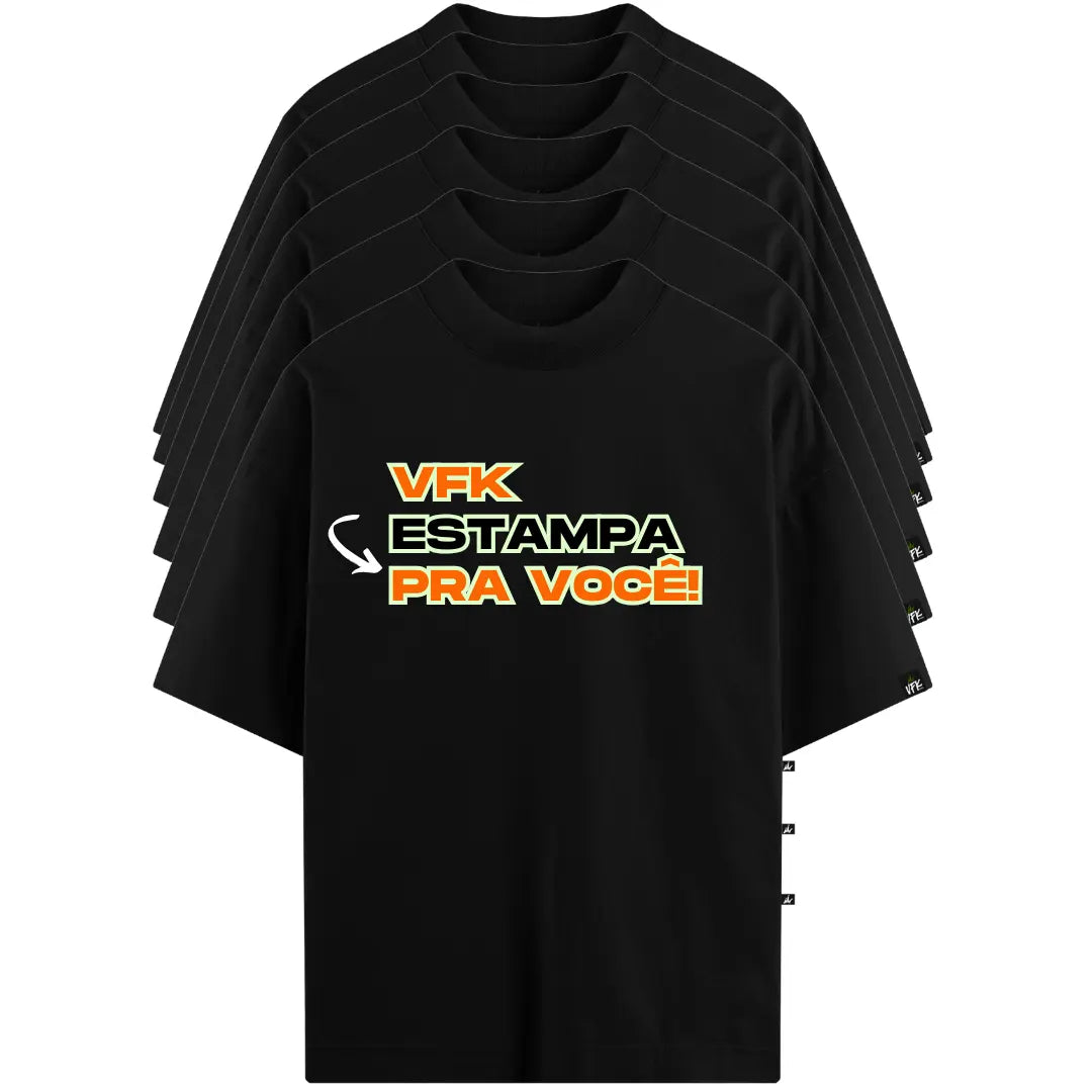 kit de 6 Camisetas Oversized Personalizadas Pretas